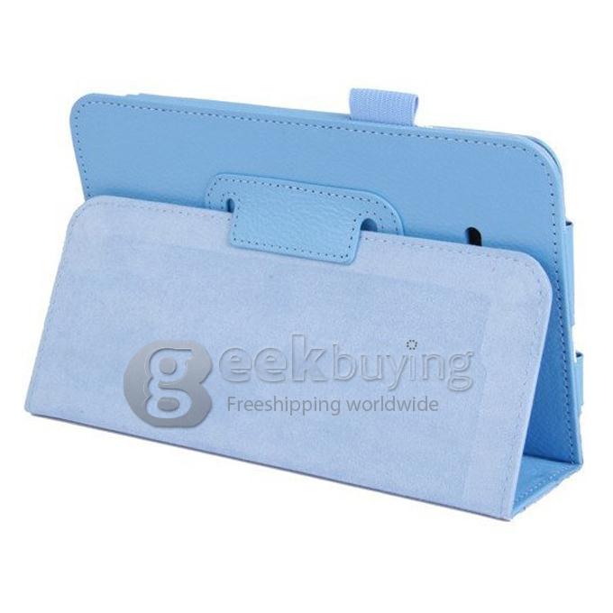 PU Leather Stand Flip Case Cover for Samsung Galaxy Tab 3 7.0 Lite T110 - Blue