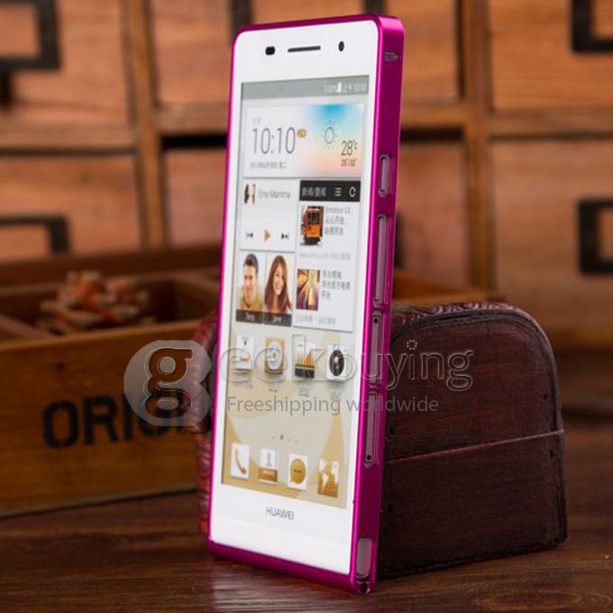 High Quality Ultra Thin Aluminum Bumper Metal Case for HuaWei Ascend P6 - Rose