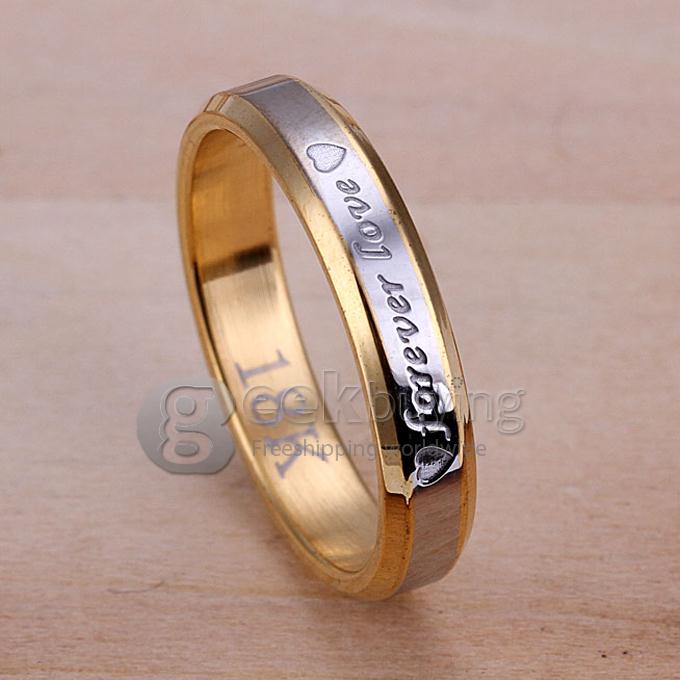 Fashion Gold and Silver Forever Love Steel Couple Ring for Men 8 Size