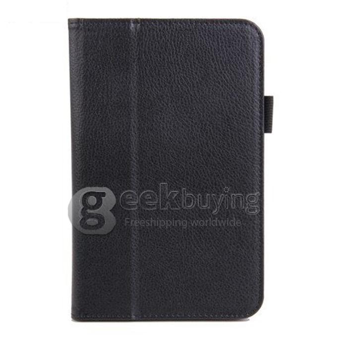 PU Leather Stand Flip Case Cover for Samsung Galaxy Tab 3 7.0 Lite T110 - Black