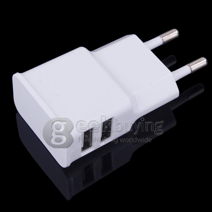 New Dual USB EU Plug Wall Charger Power Adapter for Smartphone/Tablet PC
