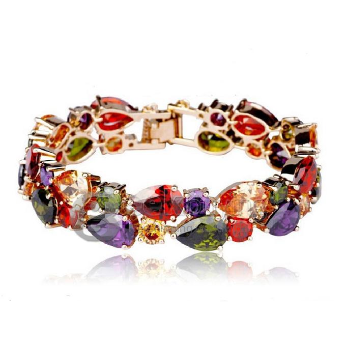 Trendy Metallic Sparkly Rhinestone Bracelet Wrist Decor Jewelry for Women Lady
