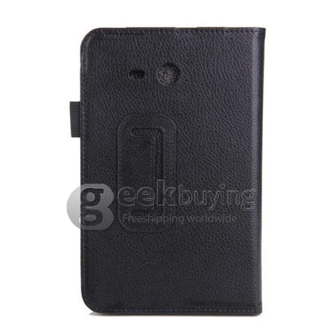 PU Leather Stand Flip Case Cover for Samsung Galaxy Tab 3 7.0 Lite T110 - Black