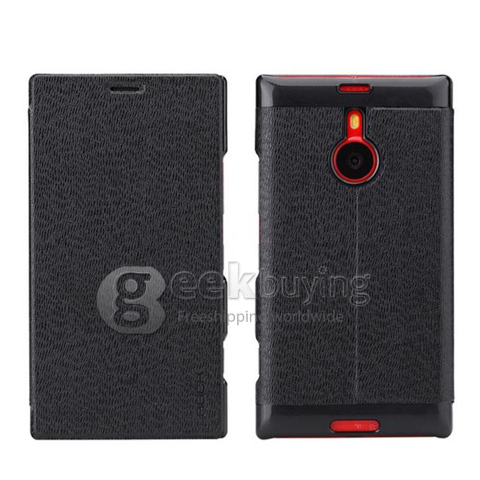 Genuine Rock Protective Leather Cover Case for Nokia Lumia 1520 - Black