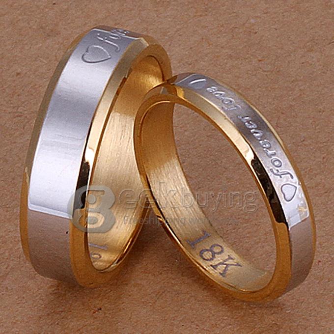 Fashion Gold and Silver Forever Love Steel Couple Ring for Men 8 Size