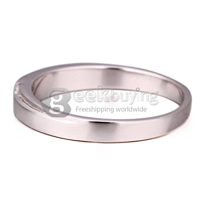 Fashion Sterling Silver Ring Platinum Plating Finger Ring Ornament Jewelry with Rhinestone for Ladies 6 Size