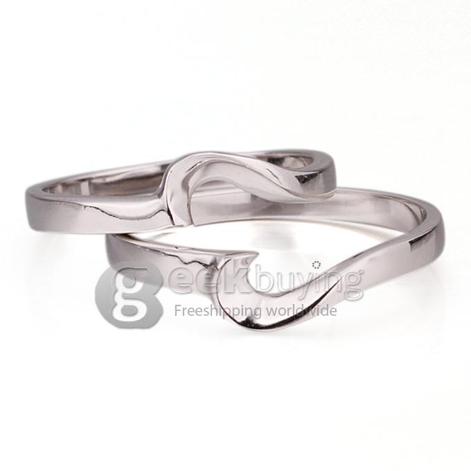 Fashion Sterling Silver Platinum Plating Crescent Finger Ring for Women - 8 Size