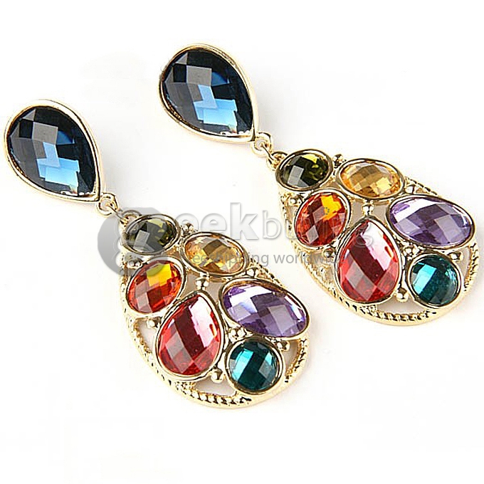 Fashion Crystal Style Water Shaped Ear Pin Earrings Earbob Eardrop Pendant Jewelry for Girl Woman Lady