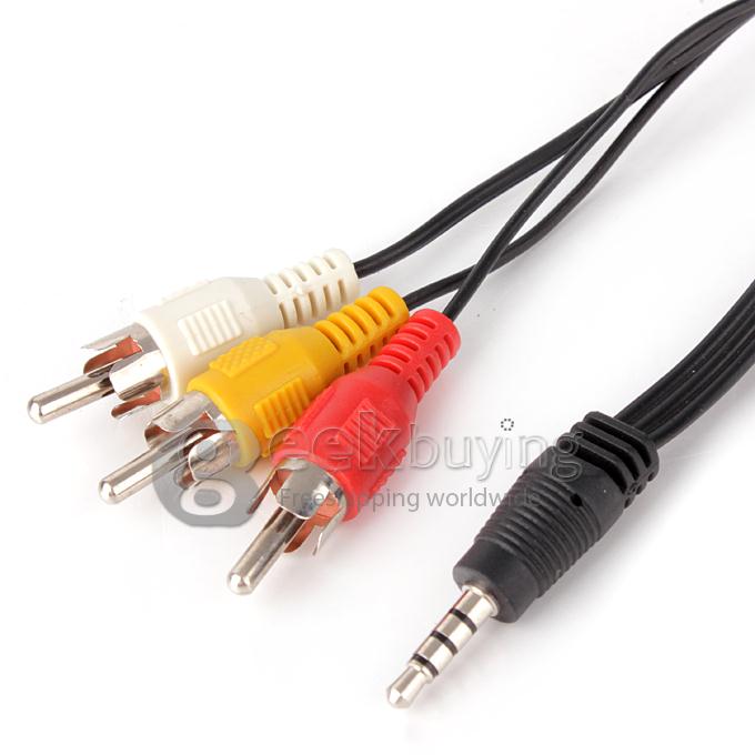 0.6M 3.5 mm Jack to 3 RCA Adapter Cable Male to Male Audio Video Cable