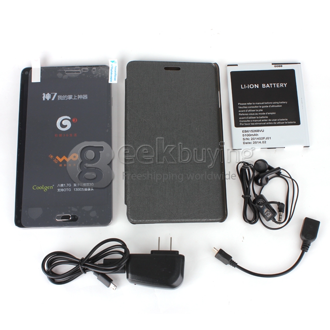 K7 MTK6592 1.7GHz 7 inch Phone Tablet PC Android 4.2 Octa-Core IPS Capacitive Touch Screen 1280*800 2G/4GB with Leather Case - Black