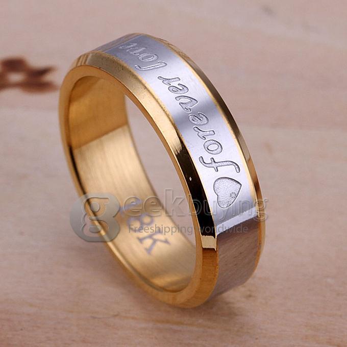 Fashion Gold and Silver Forever Love Steel Couple Ring for Men 8 Size