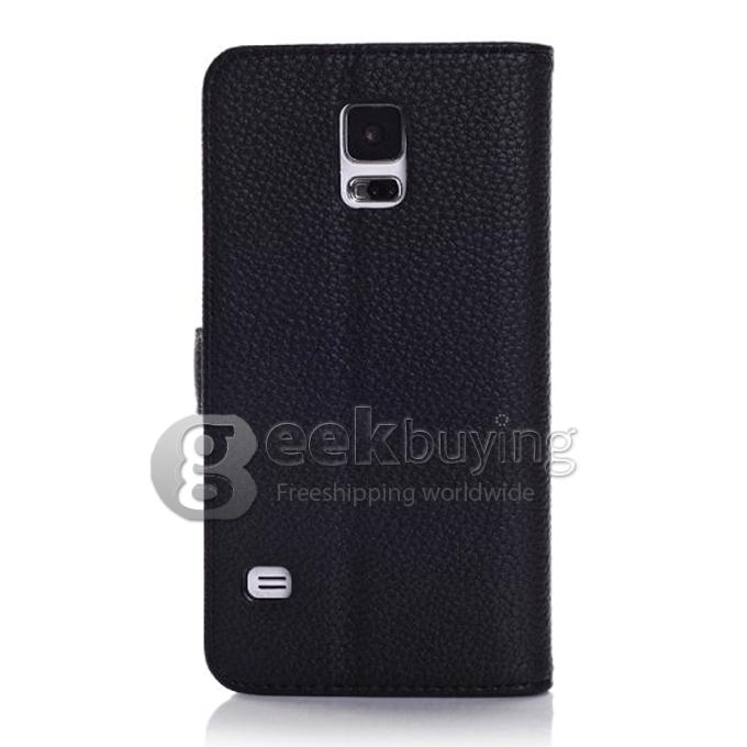New Flip PU Leather Smart Cover Stand Wallet Case for Samsung Galaxy S5 i9600 - Black