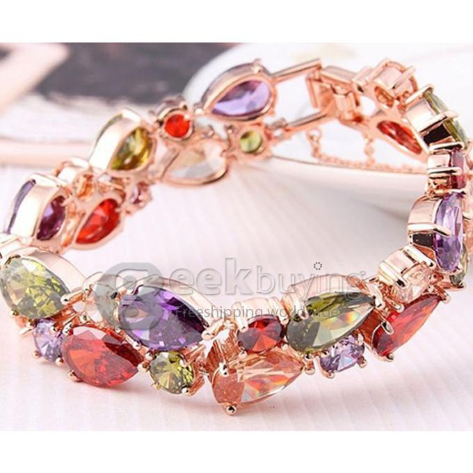 Trendy Metallic Sparkly Rhinestone Bracelet Wrist Decor Jewelry for Women Lady