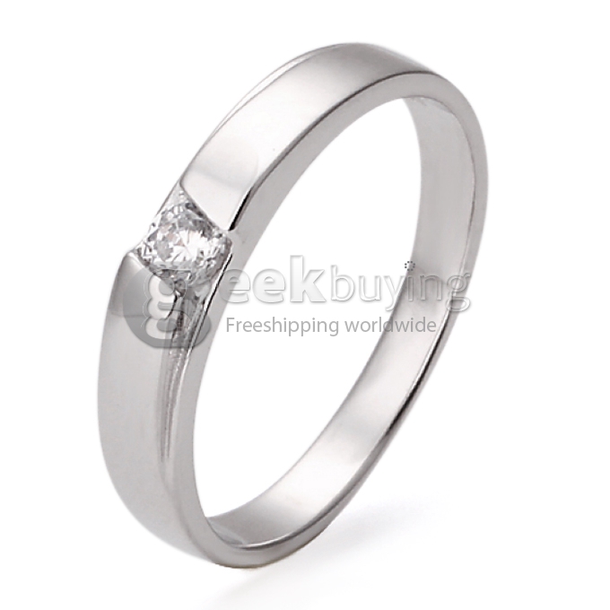 Fashion Sterling Silver Ring Platinum Plating Finger Ring Ornament Jewelry with Rhinestone for Ladies 6 Size
