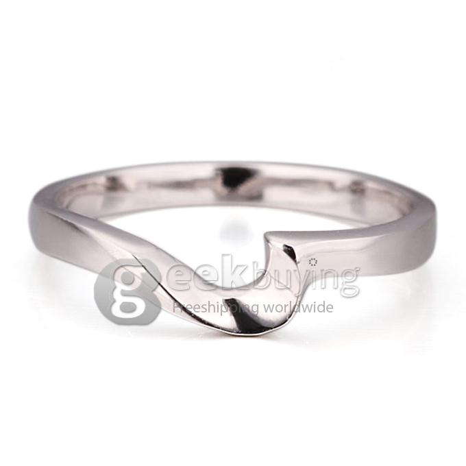 Fashion Sterling Silver Platinum Plating Crescent Finger Ring for Women - 8 Size