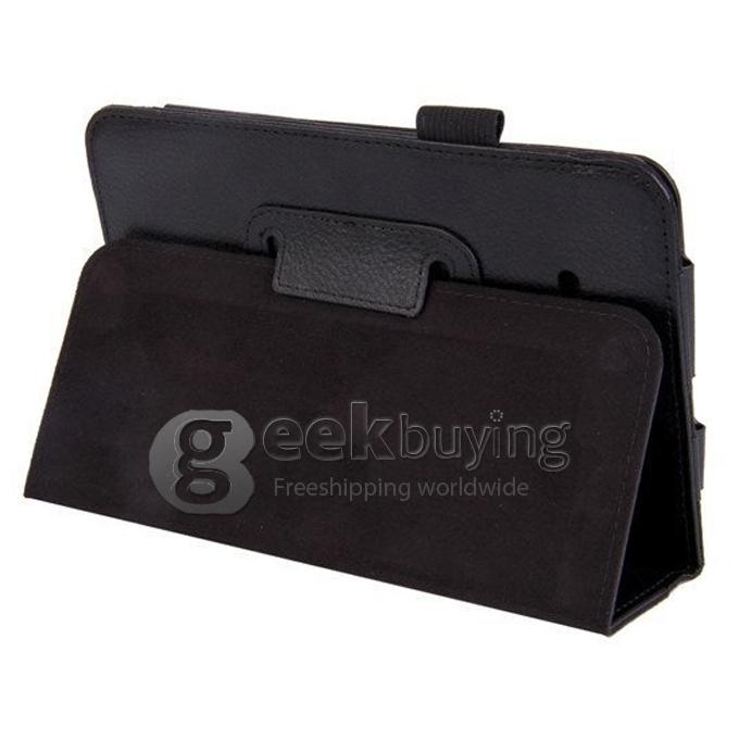 PU Leather Stand Flip Case Cover for Samsung Galaxy Tab 3 7.0 Lite T110 - Black
