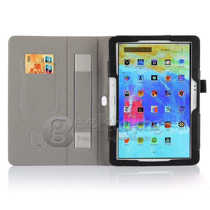 Luxury Handle Card Leather Case Cover for Samsung Galaxy Tab Pro 10.1/T520 - Black