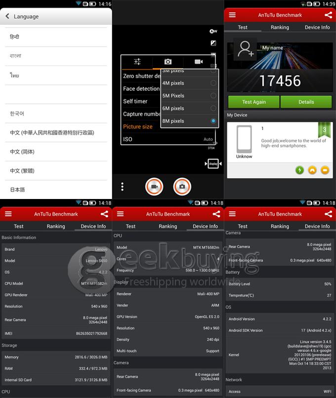 Lenovo S650 MTK6582 Quad Core 1.3GHz 4.7Inch Android 4.2 SmartPhone 1GB RAM 8GB ROM IPS QHD Screen 8.0MP Camera 3G GPS