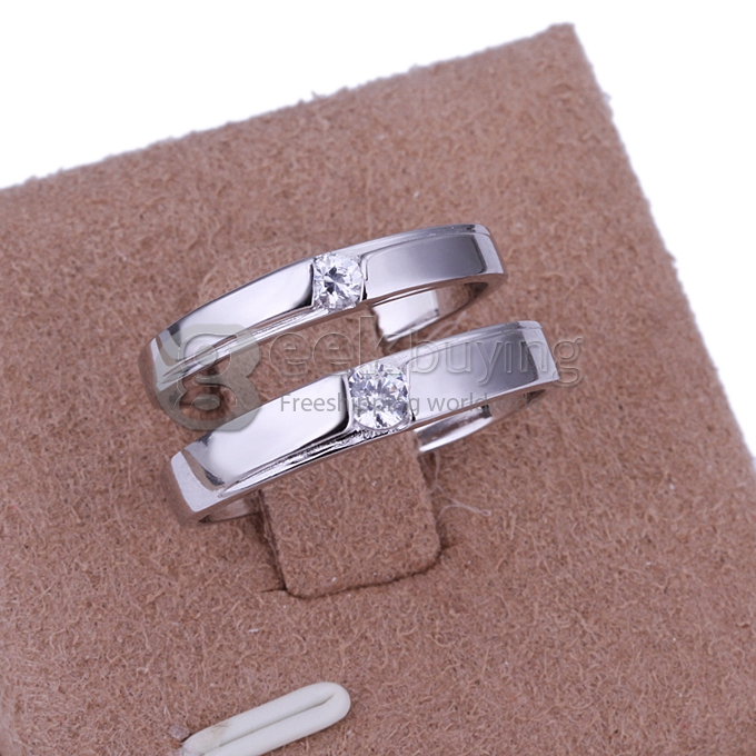 Fashion Sterling Silver Ring Platinum Plating Finger Ring Ornament Jewelry with Rhinestone for Ladies 6 Size