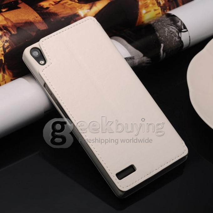 High Quality Flip Wallet Leather Case Cover for Huawei Ascend P6 - White