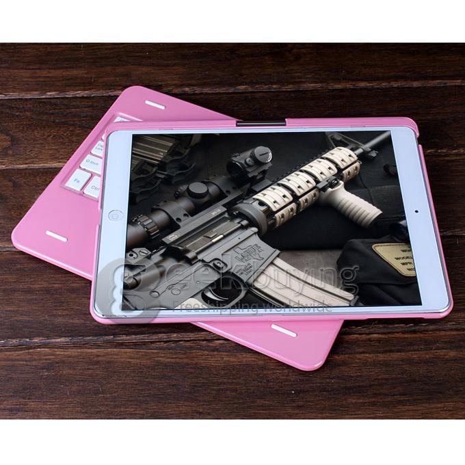 Z66 360 Swivel Rotating Stand Case Cover + Bluetooth Keyboard for iPad Air/iPad 5 - Pink