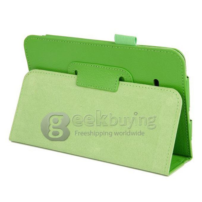 PU Leather Stand Flip Case Cover for Samsung Galaxy Tab 3 7.0 Lite T110 - Green