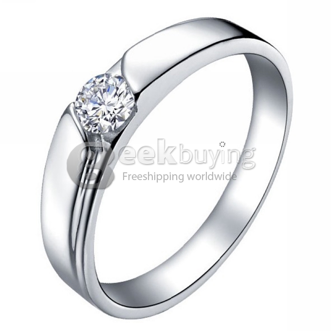 Fashion Sterling Silver Ring Platinum Plating Finger Ring Ornament Jewelry with Rhinestone for Ladies 6 Size