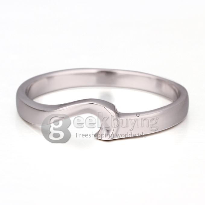 Fashion Sterling Silver Platinum Plating Crescent Finger Ring for Women - 8 Size