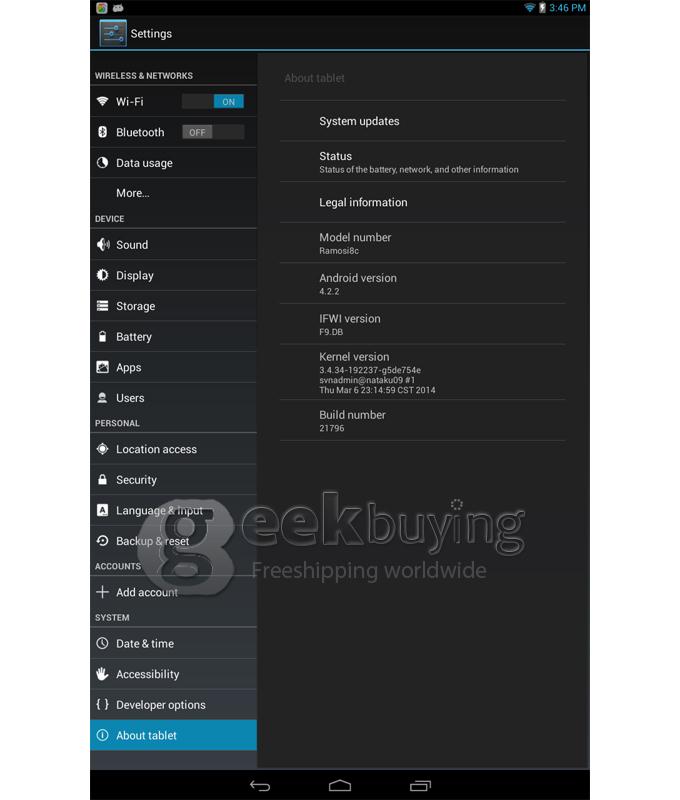Ramos i8C Intel Atom Z2520 1.2GHz 8 inch Tablet PC Android 4.2 Dual Core IPS Capacitive Touch Screen 1280*800 1GB/16GB Black
