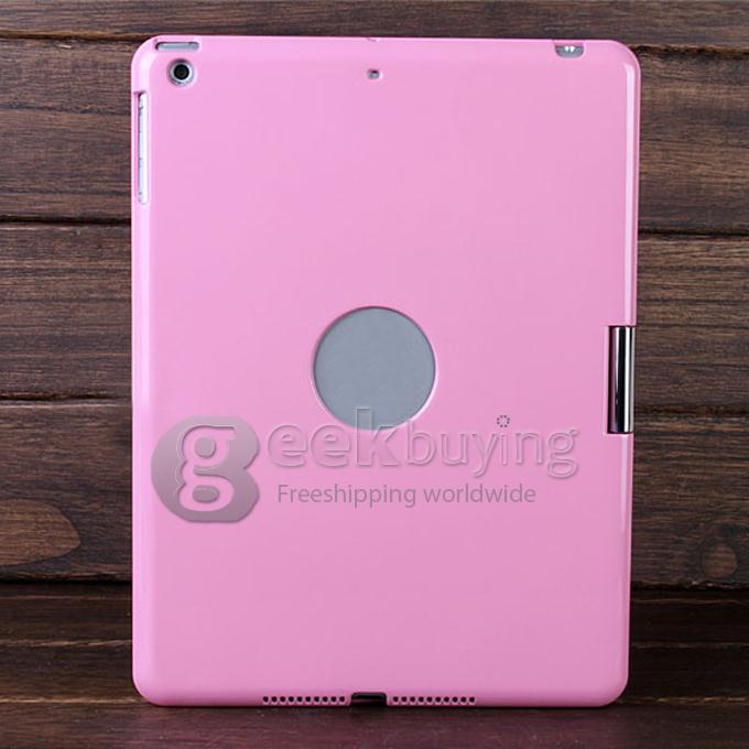 Z66 360 Swivel Rotating Stand Case Cover + Bluetooth Keyboard for iPad Air/iPad 5 - Pink