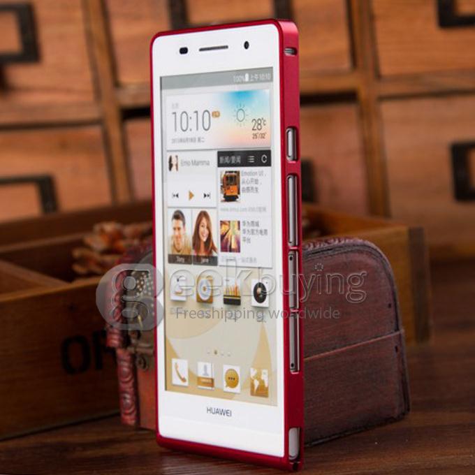 High Quality Ultra Thin Aluminum Bumper Metal Case for HuaWei Ascend P6 - Red