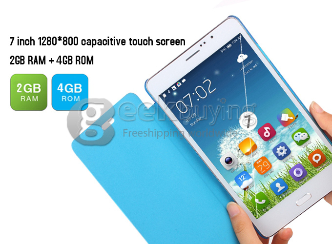K7 MTK6592 1.7GHz 7 inch Phone Tablet PC Android 4.2 Octa-Core IPS Capacitive Touch Screen 1280*800 2G/4GB with Leather Case - Black