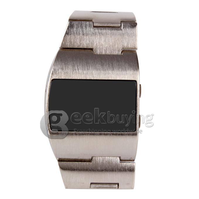Unisex Stainless Steel Digital LED Wrist Watch Timepiece with Blue Light - Silver