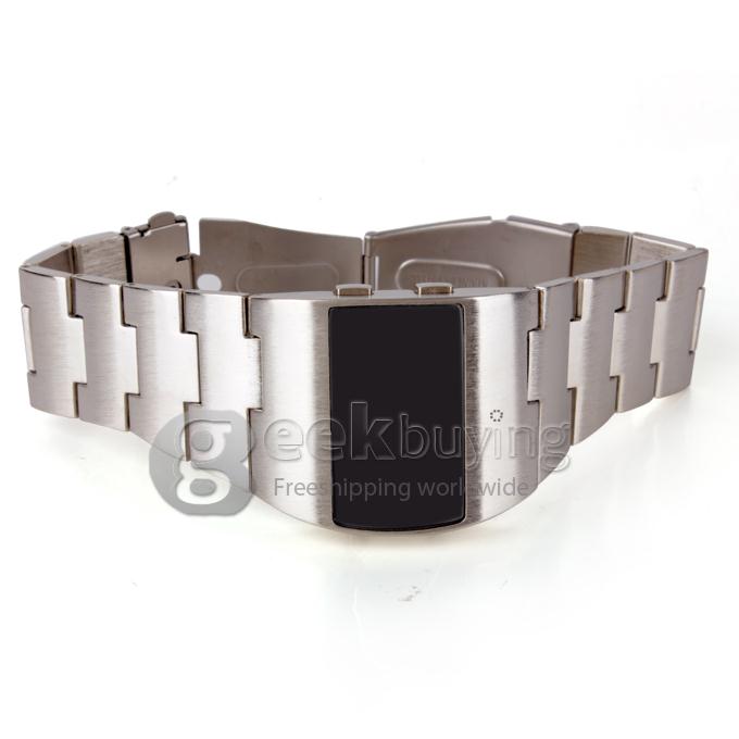 Unisex Stainless Steel Digital LED Wrist Watch Timepiece with Blue Light - Silver