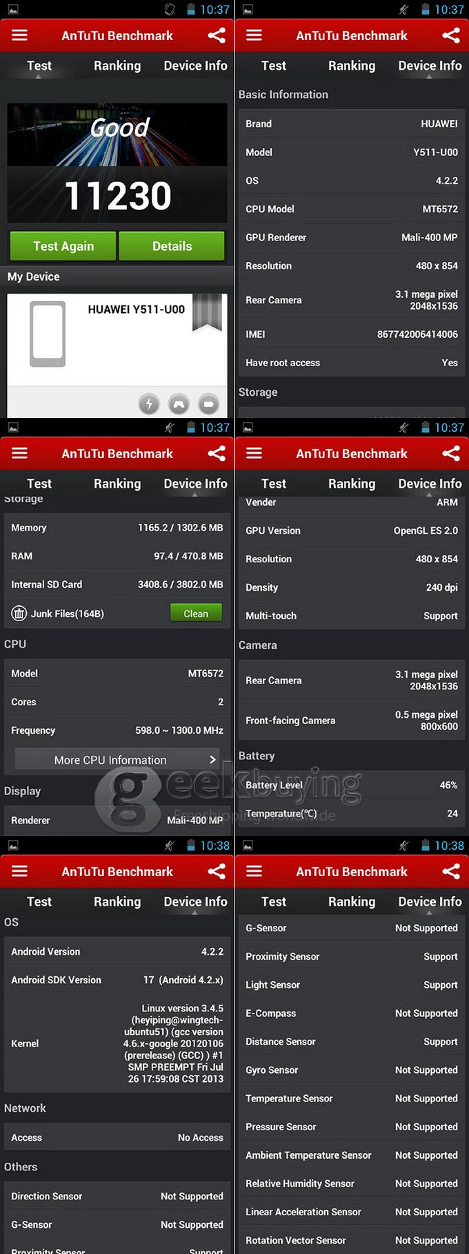Huawei Y511 4.5Inch MTK6572 Dual Core Smartphone FWVGA Screen 512MB RAM 4MB ROM 3.0MP Android4.2 3G GPS