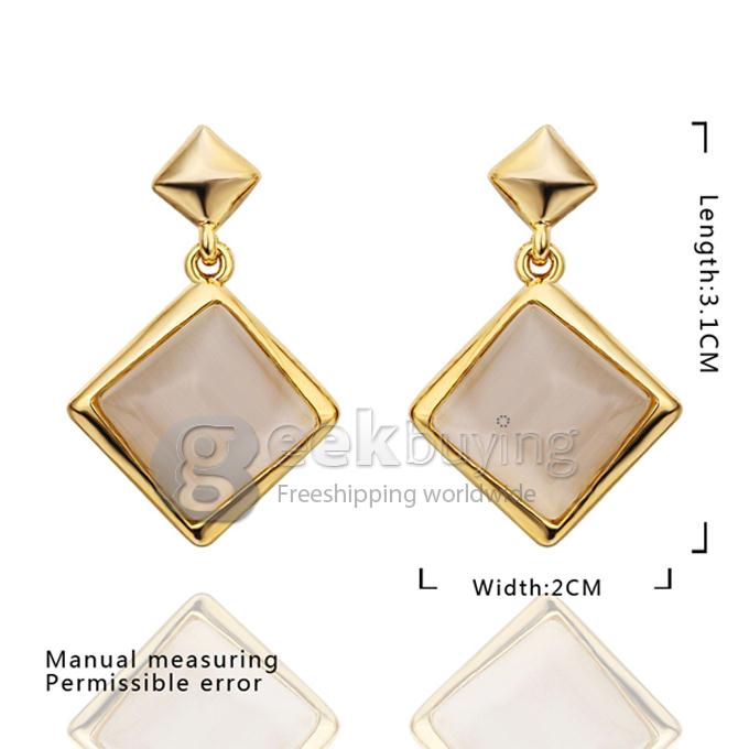 Fashion Women Jewelry Long Pattern Square-shaped Personalized Earrings - Golden