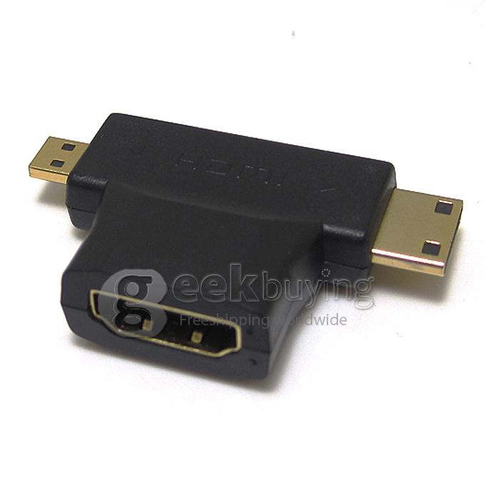 HDMI Extend Adapter Converter HDMI Female to Mini HDMI Male Micro HDMI Male for HDTV/Home Theater/DVD Player/HDMI Device Black
