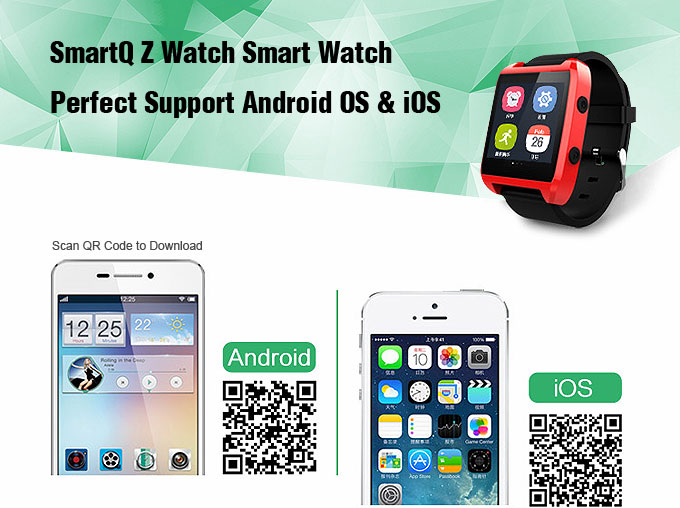 SmartQ Z Watch IPX7 Water-proof 1.54 inch Touch Screen Smart Watch 512MB 4GB Bluetooth for Android Smartphone Tablet PC Blue