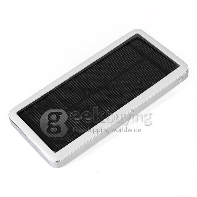 12800mAh Dual USB Portable Solar Panel Power Bank for iPhone6 Plus/iPad/Samsung W/Led-Silver