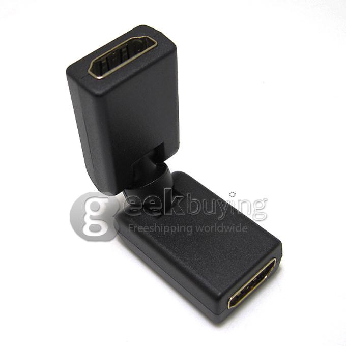 HDMI Extend Adapter Converter HDMI Female to HDMI Female 360+180 Degree Rotating for HDTV/Home Theater/DVD Player Black