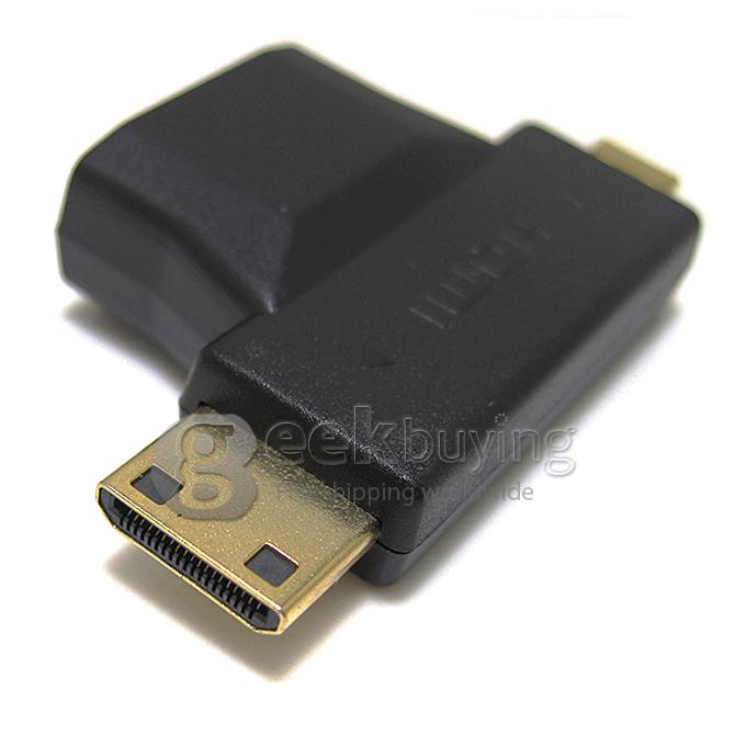 HDMI Extend Adapter Converter HDMI Female to Mini HDMI Male Micro HDMI Male for HDTV/Home Theater/DVD Player/HDMI Device Black