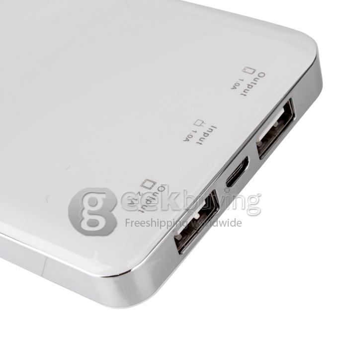 12800mAh Dual USB Portable Solar Panel Power Bank for iPhone6 Plus/iPad/Samsung W/Led-Silver