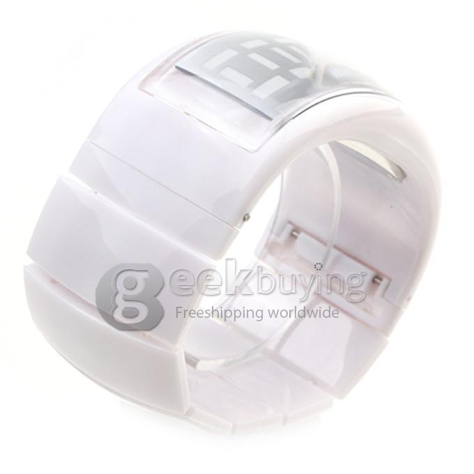 Makibes Couple's Futuristic Bracelet Style Blue LED Digital Wrist Watches (Black & White, 1-Pair)