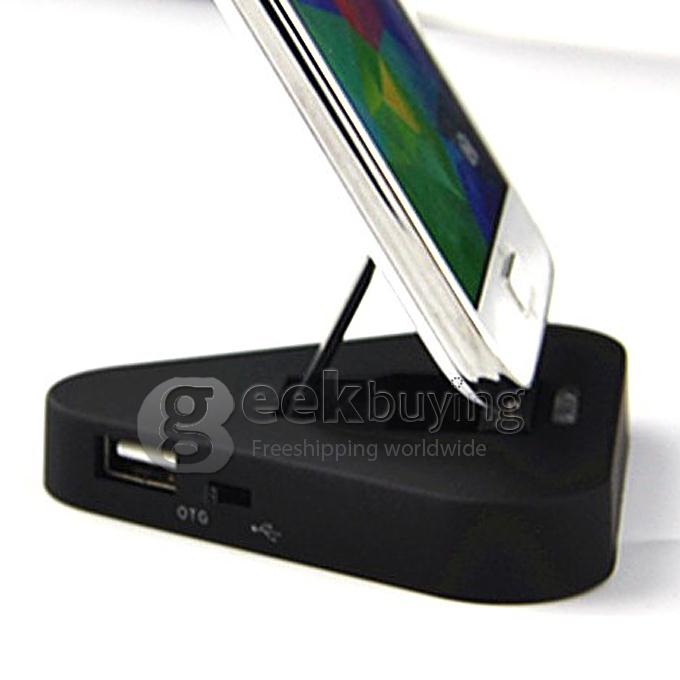 Triangle Desktop Dock Cradle Charger With OTG For Samsung Galaxy S5 I9600 -Black