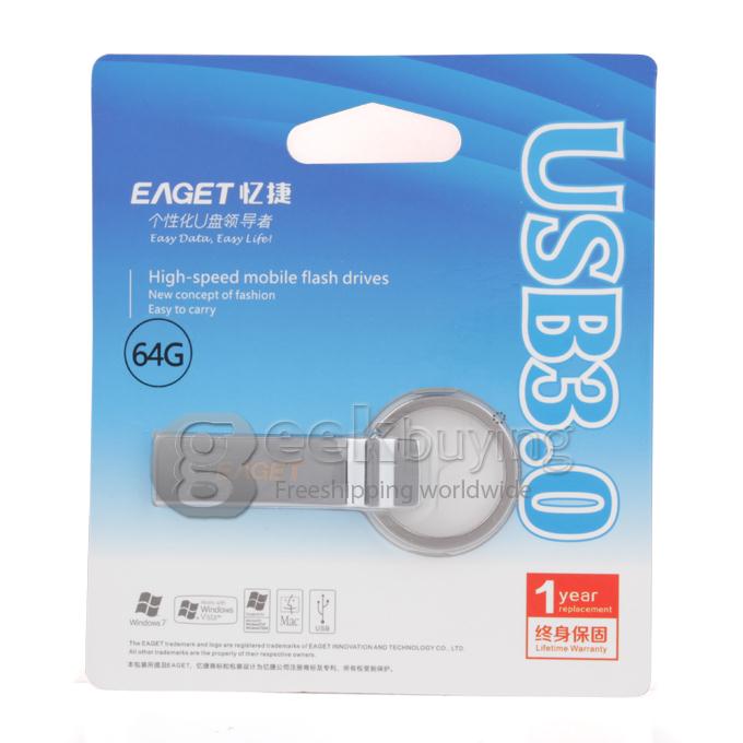 EAGET U90 Portable USB 3.0 64GB U Disk High Speed Mobile Flash Drives - Silver