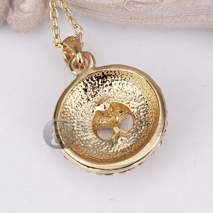 Creative Women Jewelry Fashion Skull Necklace with Rhinestones Decor - Golden