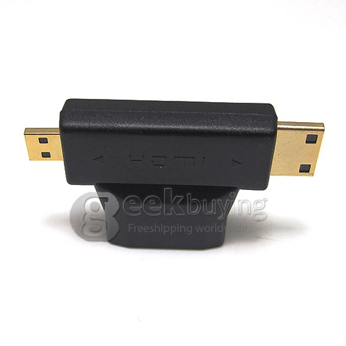 HDMI Extend Adapter Converter HDMI Female to Mini HDMI Male Micro HDMI Male for HDTV/Home Theater/DVD Player/HDMI Device Black