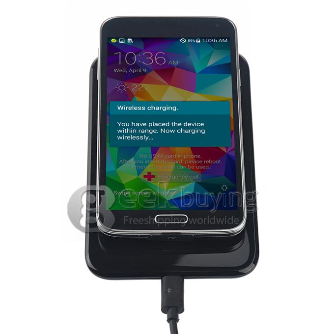 X5 Wireless Charger Support QI standard with Vent and Receiver for Galaxy S5 i9600 - Black