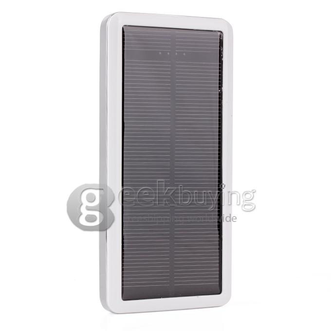 12800mAh Dual USB Portable Solar Panel Power Bank for iPhone6 Plus/iPad/Samsung W/Led-Silver
