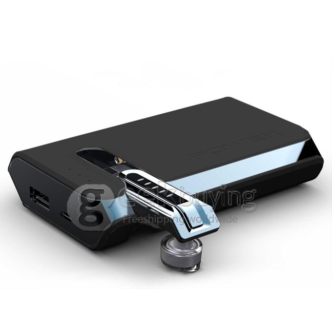 New Design 7500mA Powerbank With Bluetooth 3.0 Handsfree Headset Earphone for iPhone 6 Plus Mobile Phone-Black